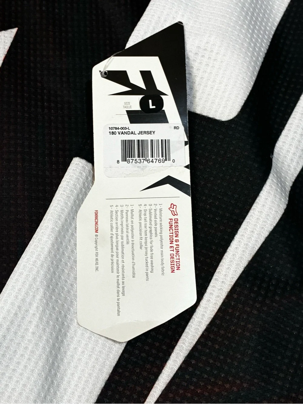 Fox Racing 180 Vicious Motocross Jersey Long Sleeve Large Red Black White